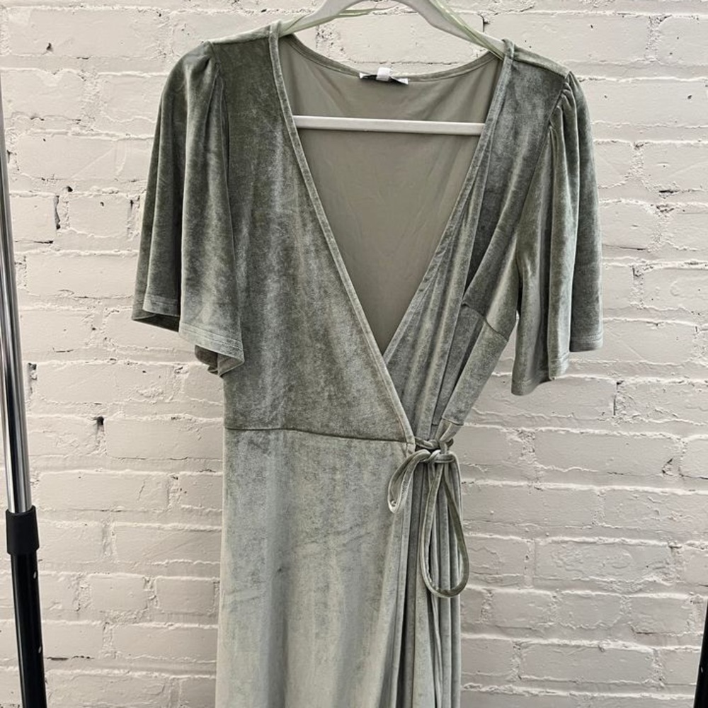 Baltic Born Sage Green Velvet Wrap Maxi Dress - Picture 6 of 7